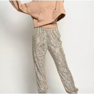 Astley Sequin Jogger Pants Small Glam Holiday Party Pants
